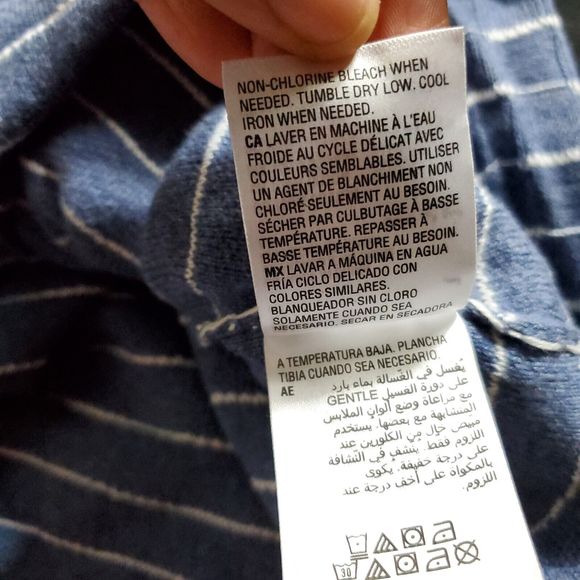 MSRP $40 Karen Scott Cotton Boxstitched Curved-Hem Combo Blue Size L - Picture 7 of 7